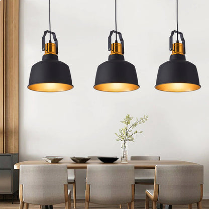 Industriële Zwarte Hanglamp met Gouden Accenten voor Woonkamer en Eettafel – Stijlvolle Verlichting 0