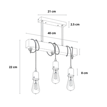 Industriële Zwarte Hanglamp met Verstelbare Hoogte – 3-Lichts Stalen en Houten Ontwerp 4