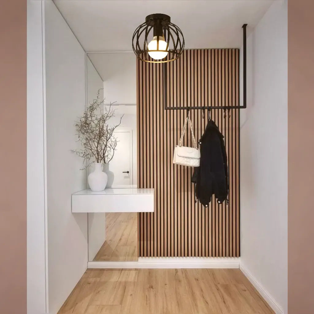 Industriële Zwarte Plafondlamp voor Slaapkamer en Gang – Stijlvolle Plafonnière met Open Afwerking 4