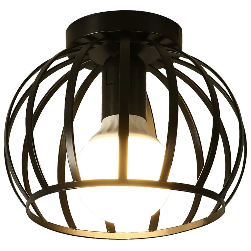 Industriële Zwarte Plafondlamp voor Slaapkamer en Gang – Stijlvolle Plafonnière met Open Afwerking 7