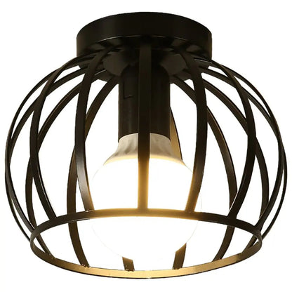 Industriële Zwarte Plafondlamp voor Slaapkamer en Gang – Stijlvolle Plafonnière met Open Afwerking 7