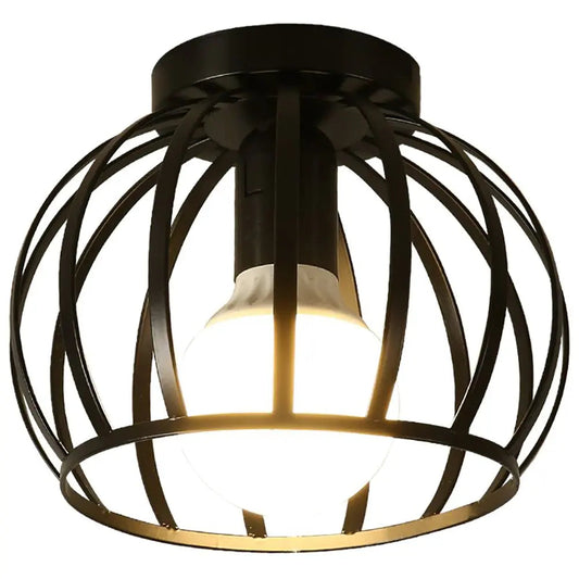 Industriële Zwarte Plafondlamp voor Slaapkamer en Gang – Stijlvolle Plafonnière met Open Afwerking 7