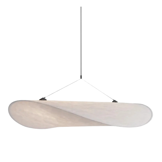 Japandi Zijden Hanglamp – Ovaal Design van Metaal en Zijden met LED Lichtbron 0