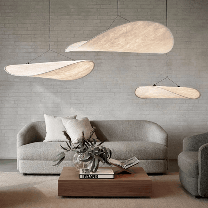 Japandi Zijden Hanglamp – Ovaal Design van Metaal en Zijden met LED Lichtbron 2