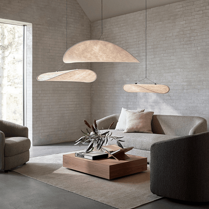 Japandi Zijden Hanglamp – Ovaal Design van Metaal en Zijden met LED Lichtbron 3