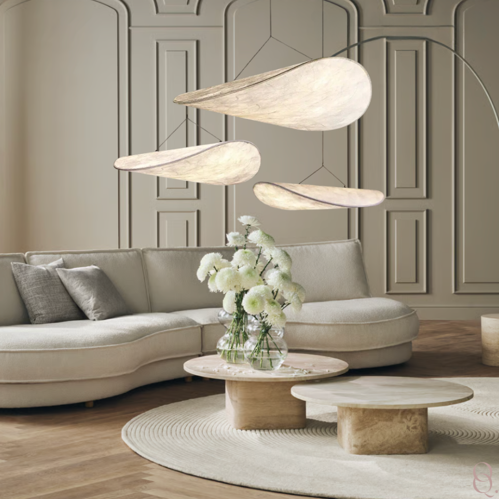 Japandi Zijden Hanglamp – Ovaal Design van Metaal en Zijden met LED Lichtbron 5