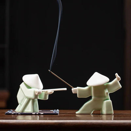 Keramische Samurai Wierookhouder - Elegante Wierook Houders voor Theeceremonies en Woninginrichting, 20 x 10 x 15 cm 3