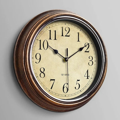 Klassieke Houten Wandklok met Geruisloze Werking – Tijdloze Sierklok voor Woonkamer en Keuken 0