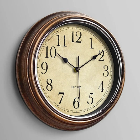 Klassieke Houten Wandklok met Geruisloze Werking – Tijdloze Sierklok voor Woonkamer en Keuken 0