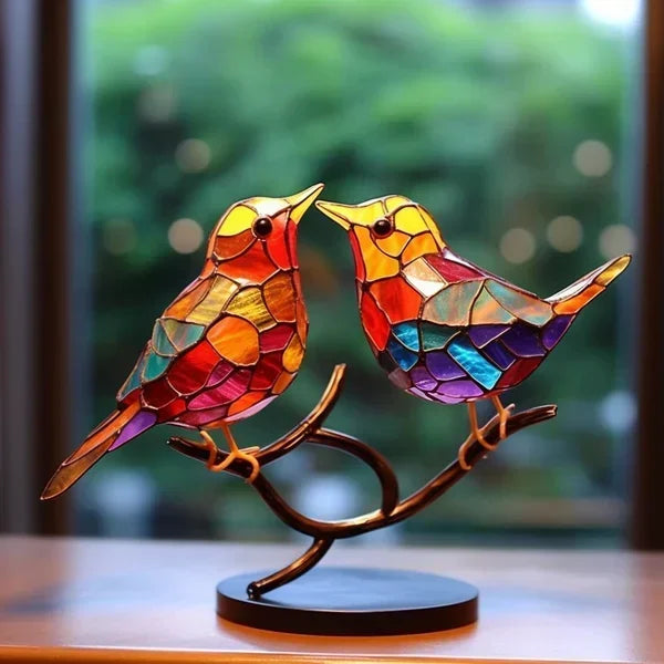 Kleurrijk Acryl Vogelbeeld – Handgemaakt Decor voor Woonkamer en Slaapkamer, 15 cm Hoog, Duurzaam en Uniek 6