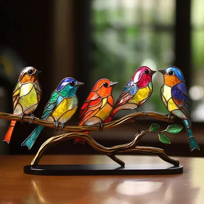 Kleurrijk Acryl Vogelbeeld – Handgemaakt Decor voor Woonkamer en Slaapkamer, 15 cm Hoog, Duurzaam en Uniek 7