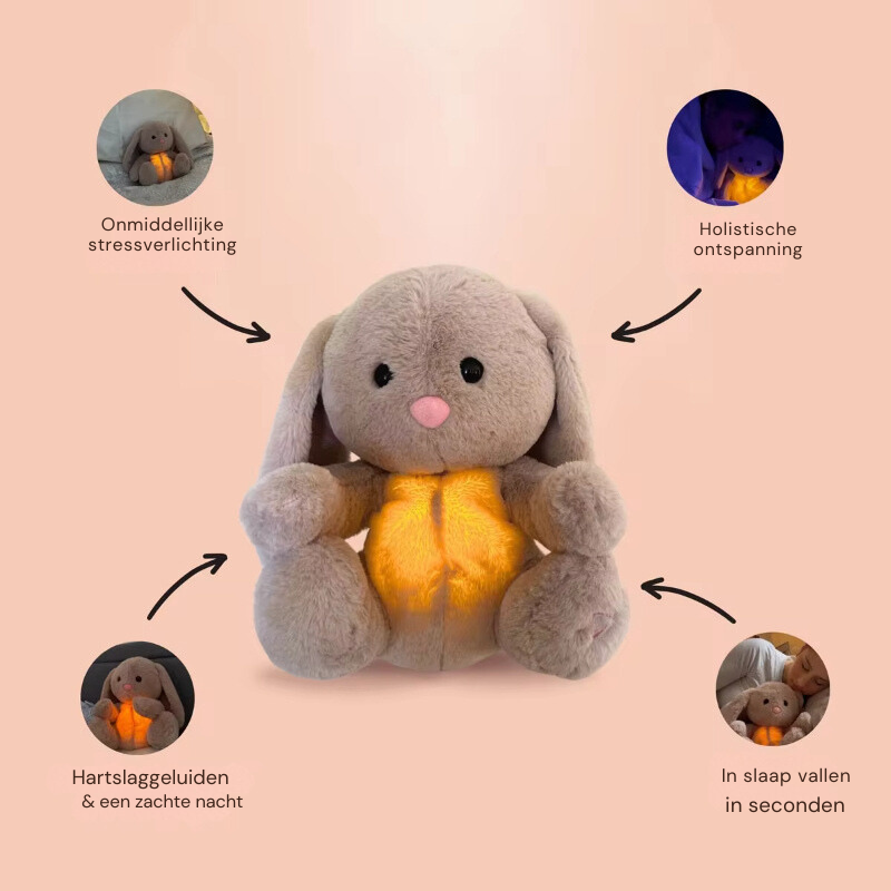 Knuffel Konijn met Kalmerende Geluiden en Licht – Zacht Pluche voor Ontspanning en Comfort 7
