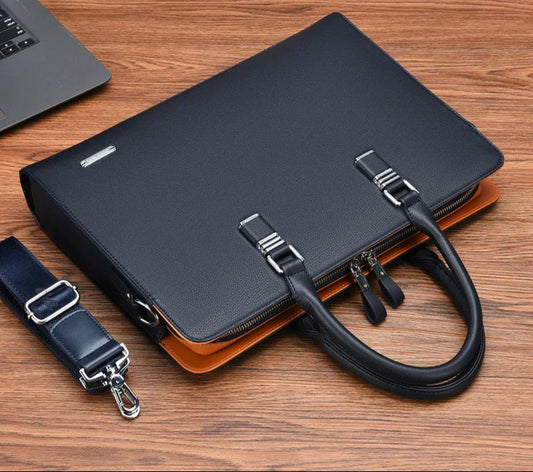 Leren Laptoptas Heren met Verstelbare Schouderriem – Ruim en Stijlvol voor 14-15 Inch Laptops 1