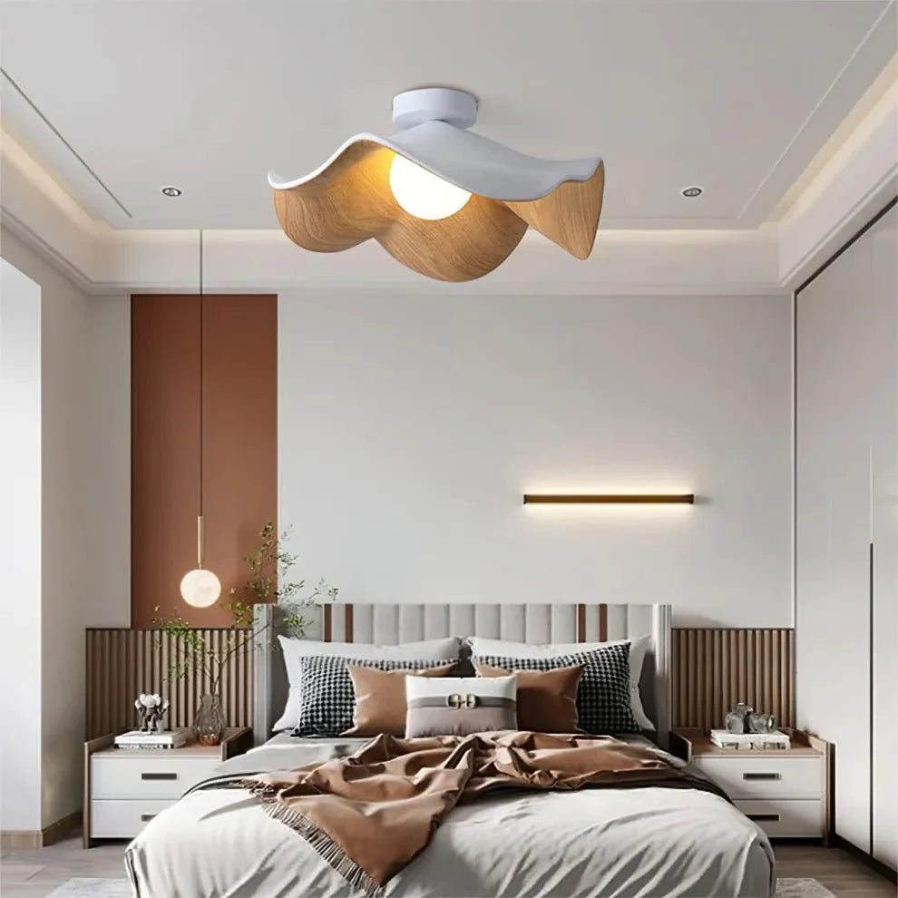 Scandinavische Houten Plafondlamp – Sfeervol Design voor Slaapkamer en Woonkamer, D28cm of D40cm