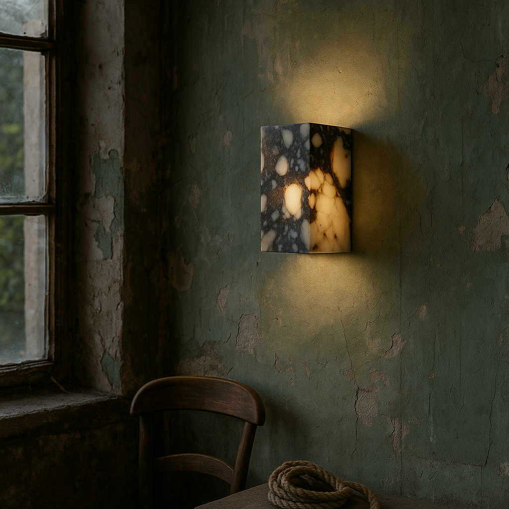 Marmeren Wandlamp in Kubusvorm met LED Verlichting – Minimalistisch Design 2