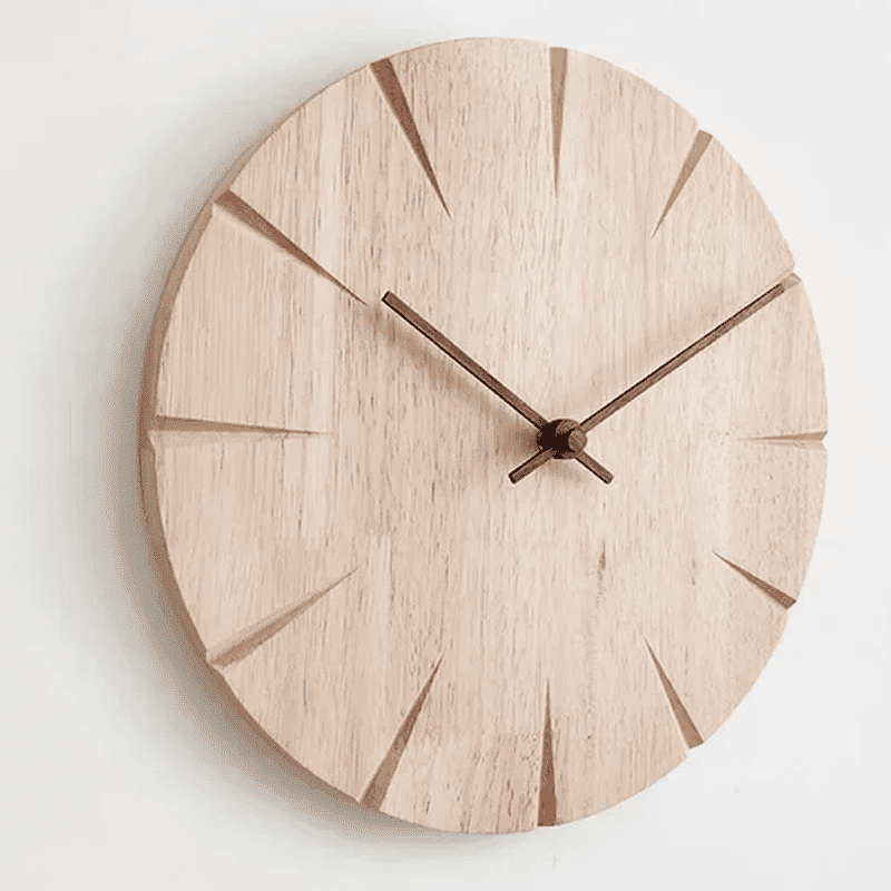Massief Houten Wandklok met Slingerbeweging – Minimalistisch en Tijdloos Design 1