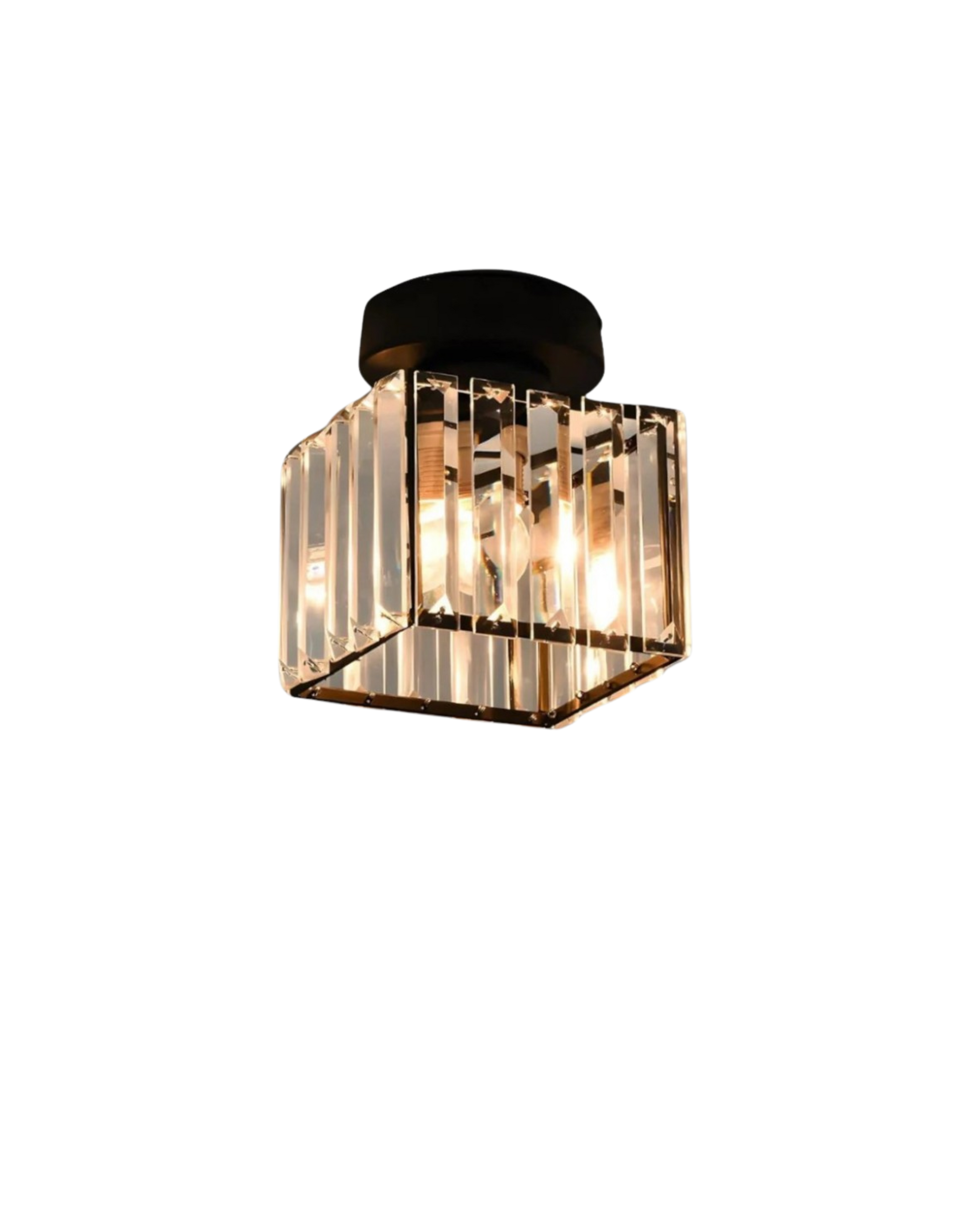 Matzwarte Plafondlamp met Gefacetteerd Glas voor Slaapkamer en Modern Interieur 0
