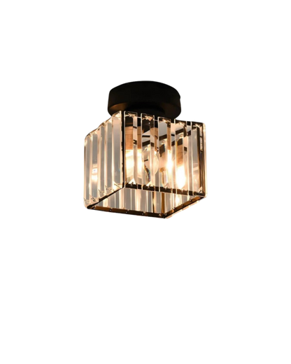 Matzwarte Plafondlamp met Gefacetteerd Glas voor Slaapkamer en Modern Interieur 0