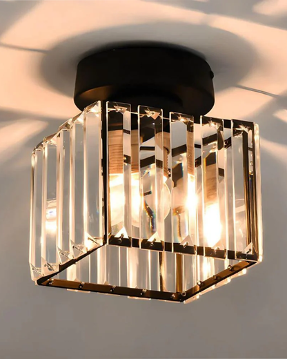 Matzwarte Plafondlamp met Gefacetteerd Glas voor Slaapkamer en Modern Interieur 3