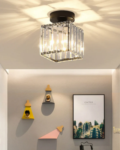 Matzwarte Plafondlamp met Gefacetteerd Glas voor Slaapkamer en Modern Interieur 4