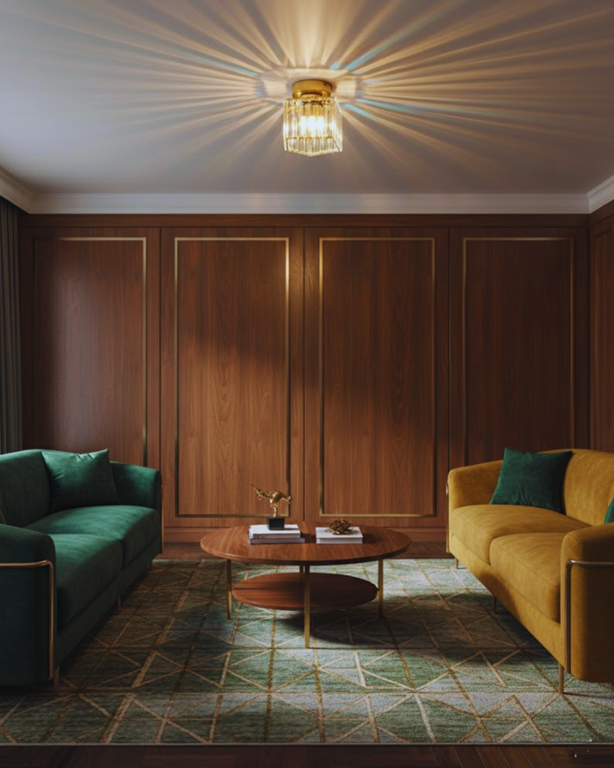 Matzwarte Plafondlamp met Gefacetteerd Glas voor Slaapkamer en Modern Interieur 7