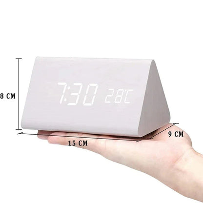 Moderne Houten Digitale Wekker met Spraakbesturing en LED Display – Instelbare Helderheid en Temperatuurweergave 5