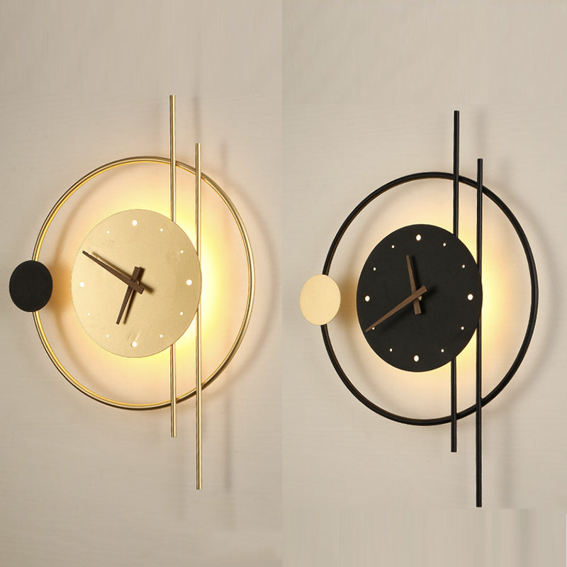 Moderne LED Wandlamp Klok in Zwart Metaal voor Kinderkamer en Woonkamer 8