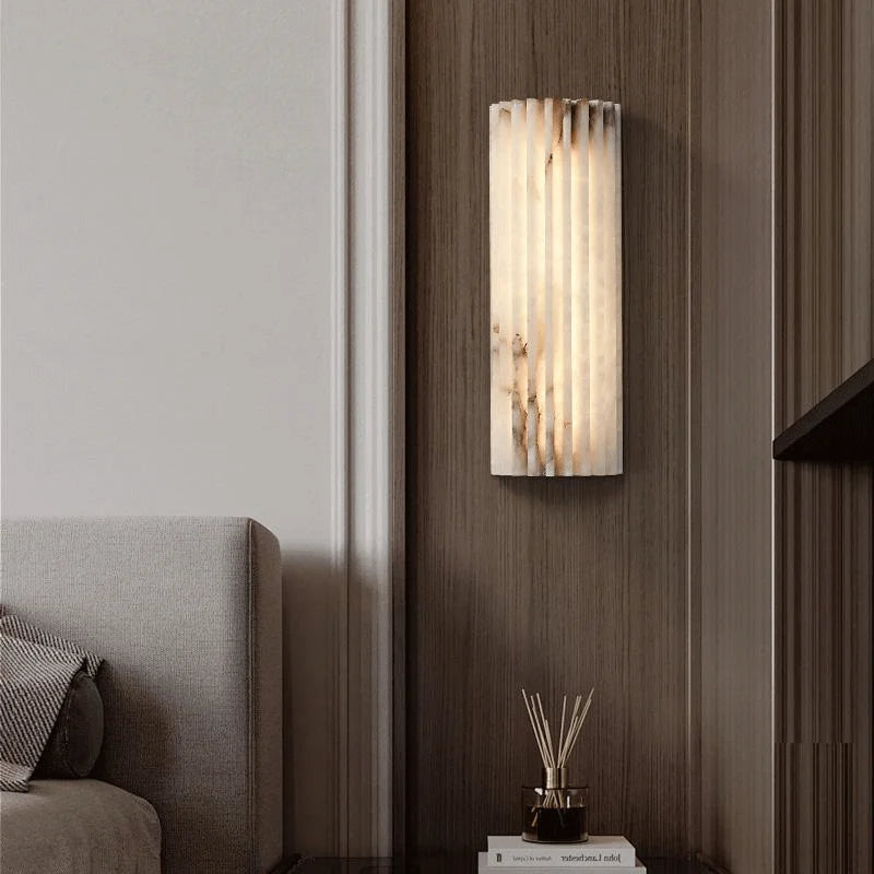 Moderne Marmeren Wandlamp met Minimalistisch Design voor Slaapkamer en Woonkamer – Wit met Gouden Accenten 3