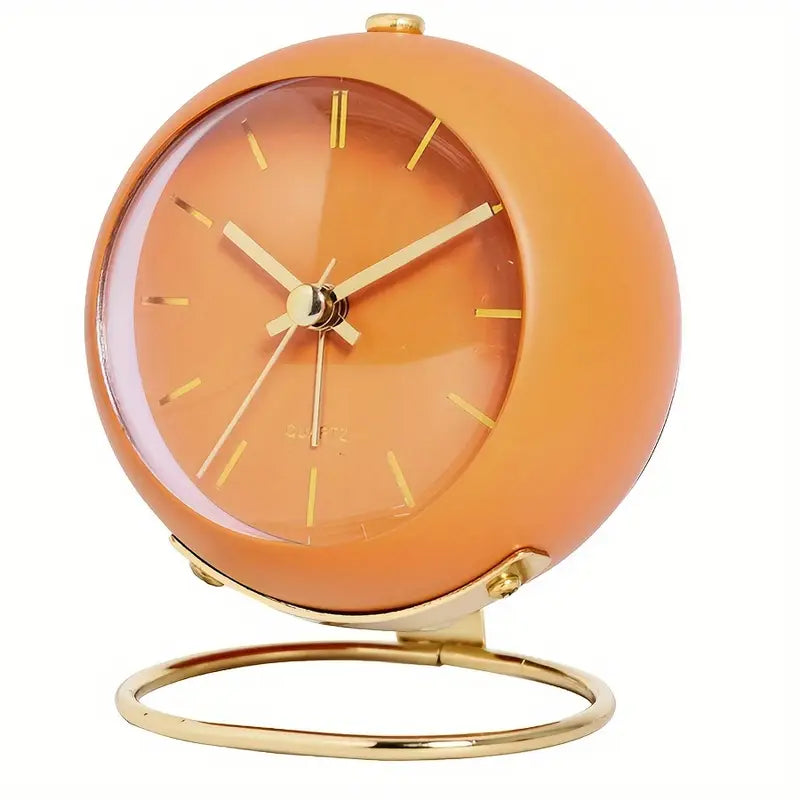 Moderne Stille Tafelklok met Gouden Accenten – Fluisterstille Quartz Wekker voor Slaapkamer en Thuiswerkplek 0