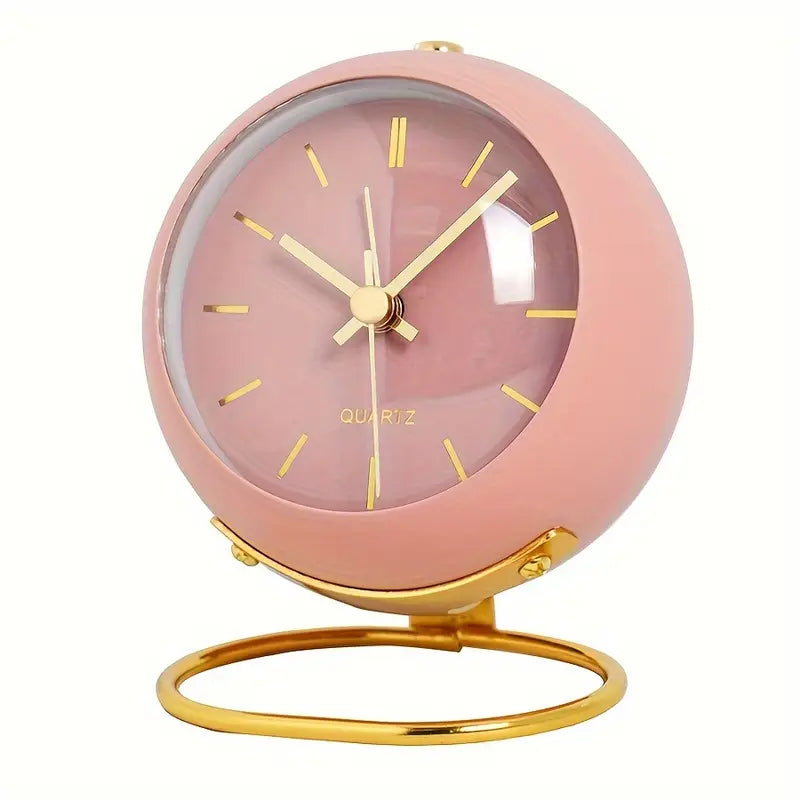 Moderne Stille Tafelklok met Gouden Accenten – Fluisterstille Quartz Wekker voor Slaapkamer en Thuiswerkplek 5