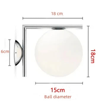 Moderne Wand- en Plafondlamp met 15 cm Glazen Bol – Stijlvolle Verlichting voor Woonkamer in Chroom, Zwart of Goud 7