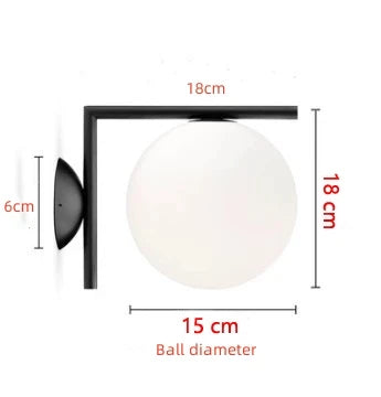 Moderne Wand- en Plafondlamp met 15 cm Glazen Bol – Stijlvolle Verlichting voor Woonkamer in Chroom, Zwart of Goud 8