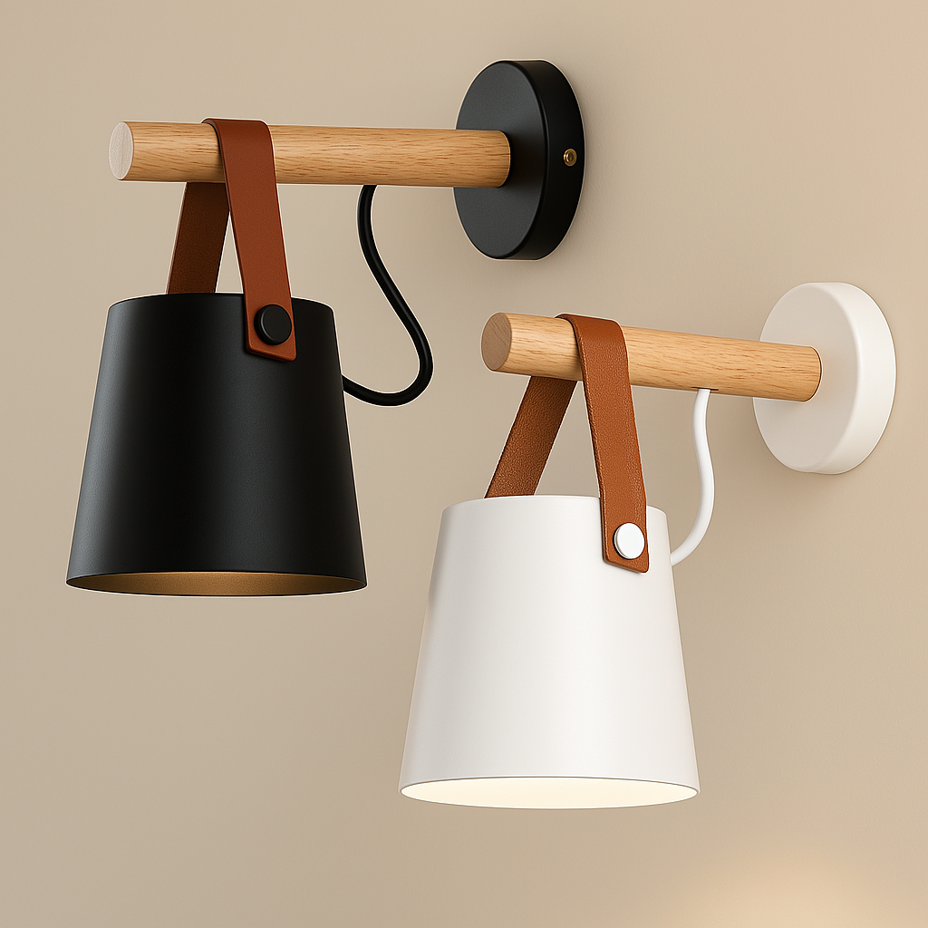 Moderne Wandlamp van Hout voor de Slaapkamer – Stijlvolle Muurlamp in Twee Kleuren 0