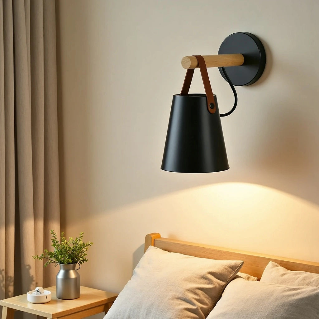 Moderne Wandlamp van Hout voor de Slaapkamer – Stijlvolle Muurlamp in Twee Kleuren 3