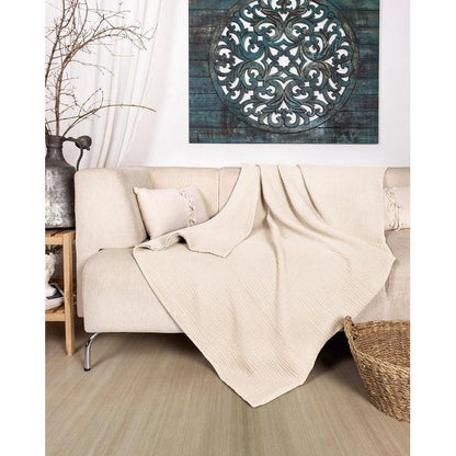 Mousseline Deken 180 x 220 cm van 100% Katoen – Zachte Ademend Knuffeldeken in Crème met Temperatuurregulerende Eigenschappen 3