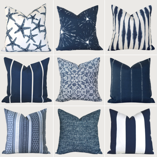 Navy Kussenhoezen Set van 9 voor Kussens 45x45 cm - Duurzaam Linnen met Verborgen Ritssluiting 0