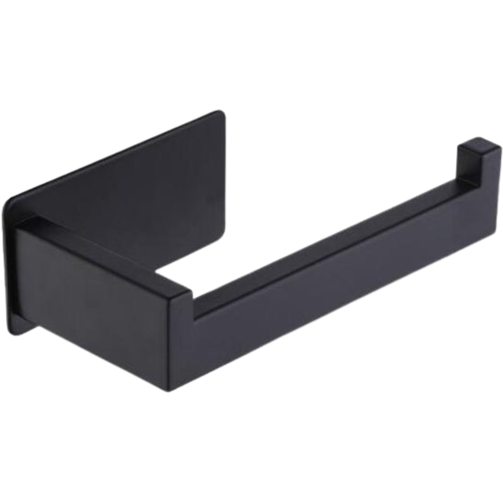 Zwarte Toiletrolhouder van Roestvrij Staal – Staande WC Rolhouder zonder Boren voor Luxe Badkamer