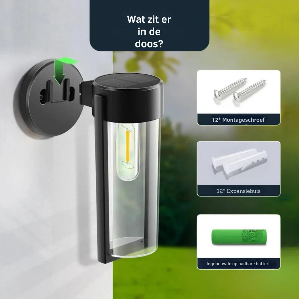 Zonne-energie Wandlamp Buiten IP65 Waterdicht – Tuinverlichting