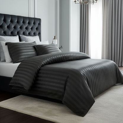 Grijs Satijnen Beddengoed Set 200 x 220 cm met Verborgen Ritssluiting en 2 Kussenslopen