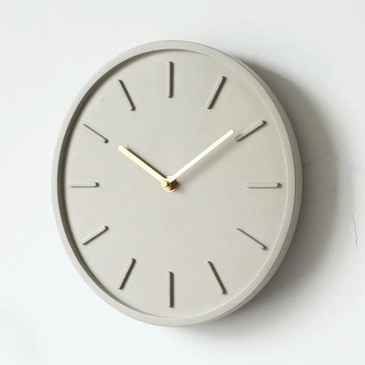 Scandinavische Cement Wandklok met Metalen Pendel – Minimalistisch Design, 30 cm Diameter, Grijs, Eenvoudig te Installeren