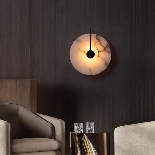 Nordic Marmeren Wandlamp met LED Verlichting voor Woonkamer en Slaapkamer – Creatief Rond Design 1