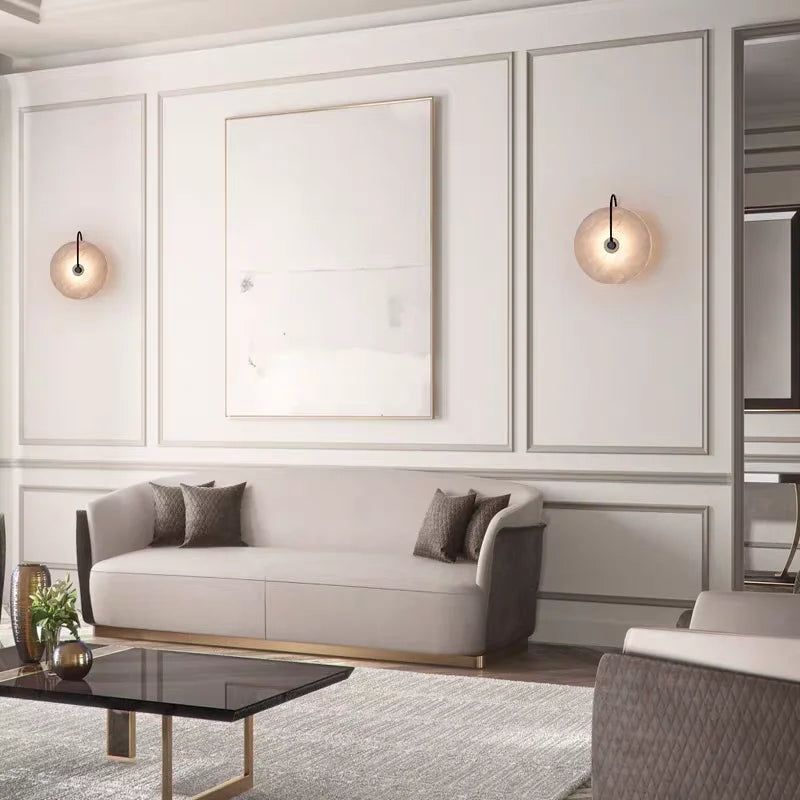 Nordic Marmeren Wandlamp met LED Verlichting voor Woonkamer en Slaapkamer – Creatief Rond Design 5