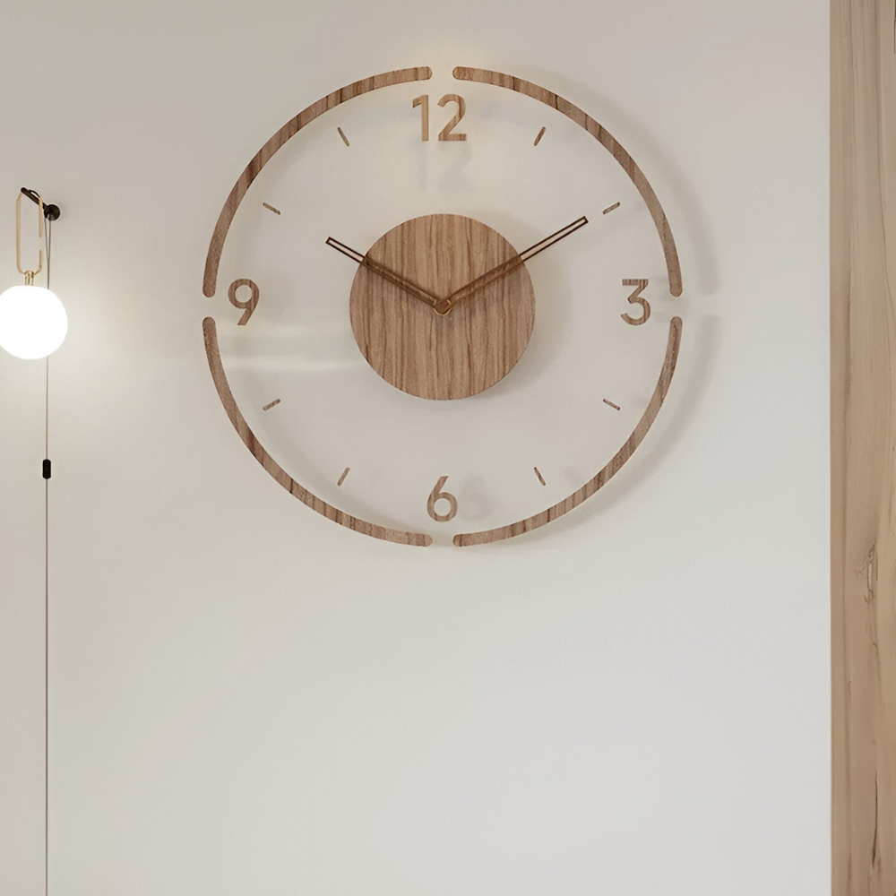 Grote Wandklok van Hout met Stil Klokwerk en Duidelijke Cijfers – Modern Design voor Elke Ruimte 5