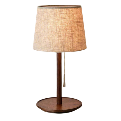 Scandinavische Walnotenlamp met Luxe Stoffen Kap – LED Verlichting voor een Serene Sfeer