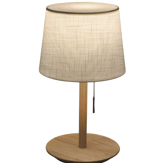 Scandinavische Walnotenlamp met Luxe Stoffen Kap – LED Verlichting voor een Serene Sfeer