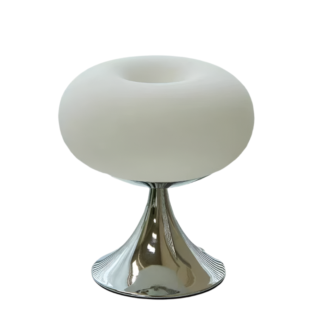 Antieke Tafellamp met Appelvorm en Vintage Charme – Witte en Groene Glazen Afwerking