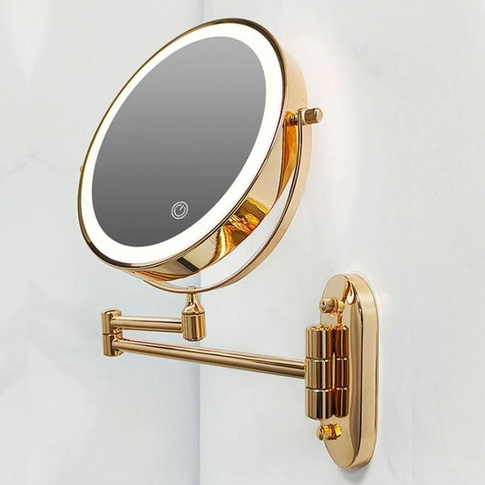 Oplaadbare LED Make-up Spiegel met Verlichting en 360° Rotatie – Vergrootspiegel met Drie Kleurtemperaturen 0