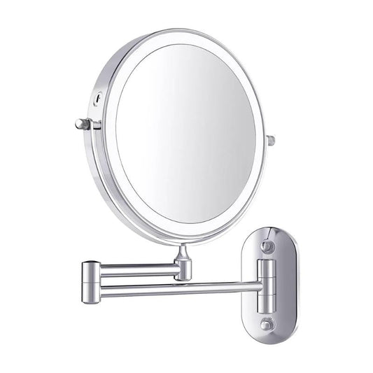 Oplaadbare LED Make-up Spiegel met Verlichting en Instelbare Vergroting - Chroomzilver Kaptafel Spiegel voor Perfecte Make-up 0