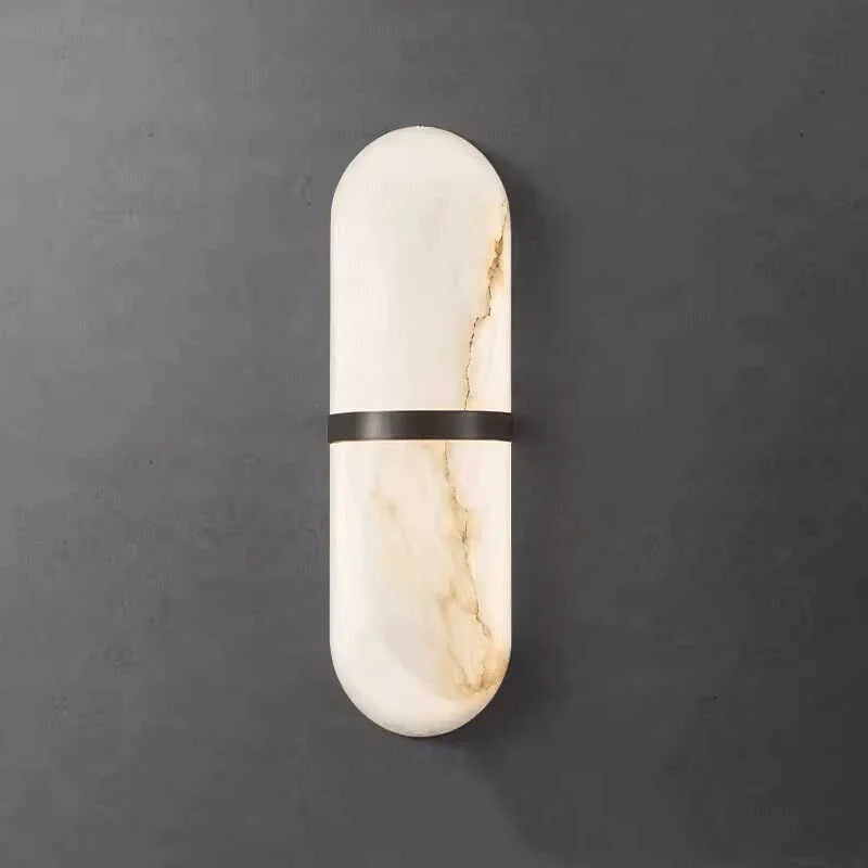 Ovale Wandlamp van Natuurmarmer en Koper - Minimalistisch Design voor Slaapkamer en Salon 2