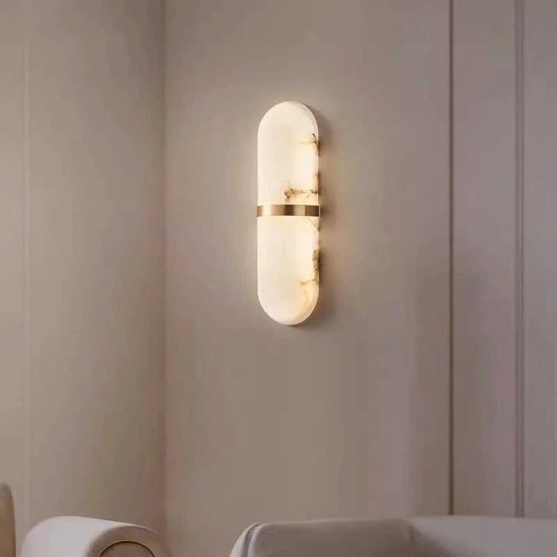 Ovale Wandlamp van Natuurmarmer en Koper - Minimalistisch Design voor Slaapkamer en Salon 3